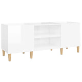 Record Cabinet High Gloss White 121x38x48 cm Engineered Wood 831927