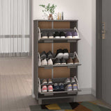 Shoe Cabinet "HAMAR" Light Grey 59,5x35x117 cm Solid Wood Pine 340515