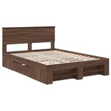 Bed Frame with Headboard Brown Oak 140 x 200 cm Engineered Wood 3408759