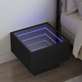 ZNTS Bedside Table with Infinity LED Black 40x40x30 cm 3284064