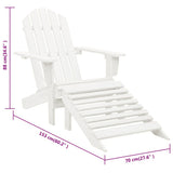 Garden Chair with Ottoman Wood White 40859