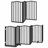 Dog Gate with Door Foldable 9 Panels Black 450 cm Poplar Wood 3155600