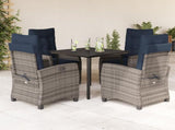 5 Piece Garden Dining Set with Cushions Grey Poly Rattan 3212873