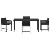 Garden Dining Set 5 pcs Black Poly Rattan 3380747