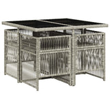 5 Piece Garden Dining Set with Cushions Light Grey Poly Rattan 3210899