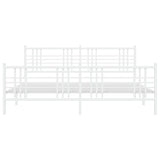 Metal Bed Frame without Mattress with Footboard White 183x213cm 376396