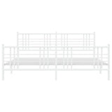 Metal Bed Frame without Mattress with Footboard White 193x203cm 376397