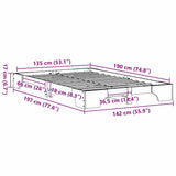 Bed Frame Natural 135 x 190 cm Solid Pine Wood 872869