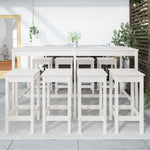 9 Piece Garden Bar Set White Solid Wood Pine 3154766