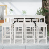 9 Piece Garden Bar Set White Solid Wood Pine 3154766