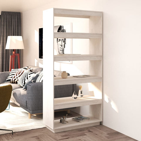 Book Cabinet/Room Divider White 80x35x167 cm Solid Pinewood 810895