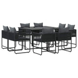Garden Dining Set 9 pcs Black Steel 3335883