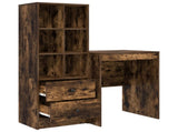 Desk with Drawer with Shelf with Storage 2 pcs Smoked Oak 3337341