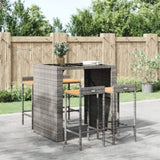 Bar Stools 4 pcs Grey Poly Rattan and Solid Wood Acacia 362605