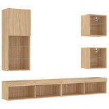 5 Piece TV Wall Units with LED Sonoma Oak Engineered Wood 3216677