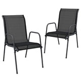 Garden Chair Set of 2 Black and anthracite Steel and Textilene 316817