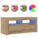 TV Cabinet with LED Lights Artisan Oak 90x35x40 cm Engineered Wood 856322