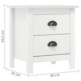Bedside Cabinet Hill White 46x35x49.5 cm Solid Pine Wood 288904