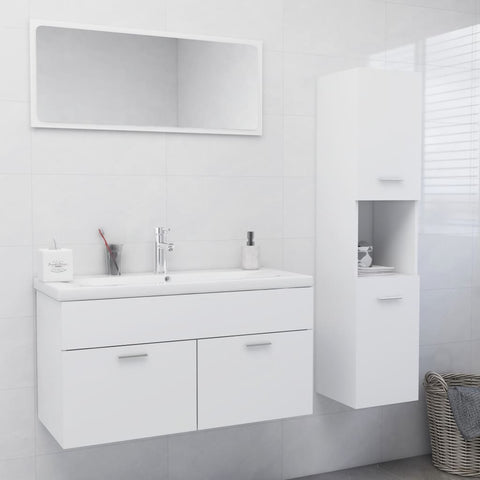 ZNTS Bathroom Furniture Set White Engineered Wood 3071153