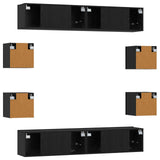 TV Cabinet Set 8 pcs 80 x 30 x 30 cm Black Oak Engineered Wood 3438604