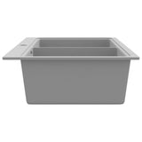 Overmount Kitchen Sink Double Basin Granite Grey 141676