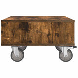 Side Table with Wheels Smoked Oak 50.5 x 50 x 30 cm 891028
