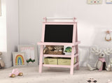 3 in 1 Kids Easel Double-Sided Magnetic Whiteboard and Chalkboard with Paper Roll, Storage Baskets T3398P378908