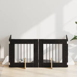 Dog Gate with Stands 4 pcs Black Oak 60 x 60 cm Engineered Wood 892151