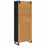 Highboard with Drawer 2 pcs Black Oak Engineered Wood and Glass 3416219