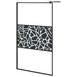 Walk-in Shower Wall with Shelf Black 115x195 cm ESG Glass&Aluminium 3185484