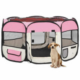 171011 Foldable Dog Playpen with Carrying Bag Pink 125x125x61 cm