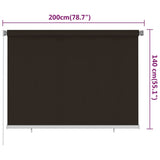 Outdoor Roller Blind 200x140 cm Brown HDPE 312972