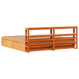 Bed Frame with Headboard Wax Brown 180x200 cm Super King Solid Wood Pine 3306335