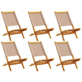 Folding Garden Chairs 6 pcs Taupe Fabric and Solid Wood 3214644