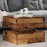 ZNTS Coffee Table with LED Lights Old Wood 50x50x40 cm 857716