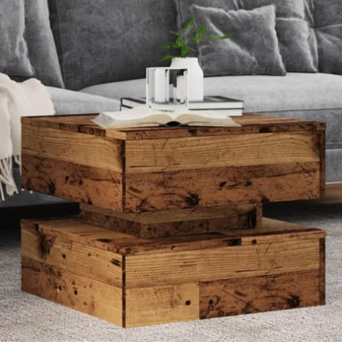 ZNTS Coffee Table with LED Lights Old Wood 50x50x40 cm 857716