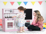 Pretend Play Kitchen, Kids Kitchen Playset w/ Toy Phone, Chalkboard, Microwave, Cooking Stove, Sink T3398P422353