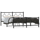 Metal Bed Frame without Mattress with Footboard Black 150x200cm 376246