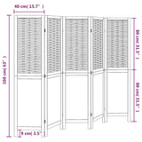 Room Divider 5 Panels Dark Brown Solid Wood Paulownia 358709