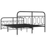 Metal Bed Frame without Mattress with Footboard Black 140x190cm 377135