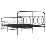 Metal Bed Frame without Mattress with Footboard Black 150x200cm 377137