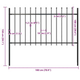 Garden Fence with Spear Top Steel 181x100 cm Black 144925