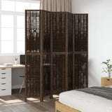 Room Divider 5 Panels Dark Brown Solid Wood Paulownia 358664