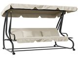 Three-Person garden Swing Chair, with Adjustable Canopy - Cream White T3398P318760
