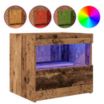 ZNTS Bedside Cabinet with LED Lights Old Wood 50x40x45 cm 862180