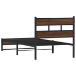 ZNTS Metal Bed Frame without Mattress Brown Oak 75x190 cm Small Single 4017316