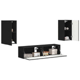 TV Cabinet Set 4 pcs Black Engineered Wood 3409151