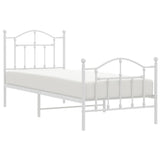 Metal Bed Frame without Mattress with Footboard White 90x190cm 353498