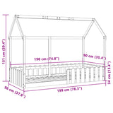Kids' House Bed Frame without Mattress White 90x190 cm Single 850693