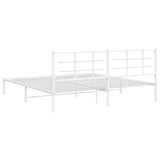 Metal Bed Frame without Mattress with Headboard White 193x203cm 355616